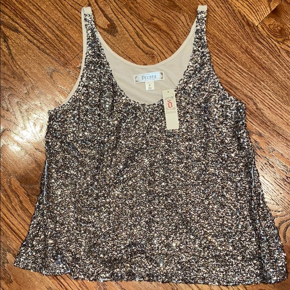 Gold Sleeveless Sequin Top